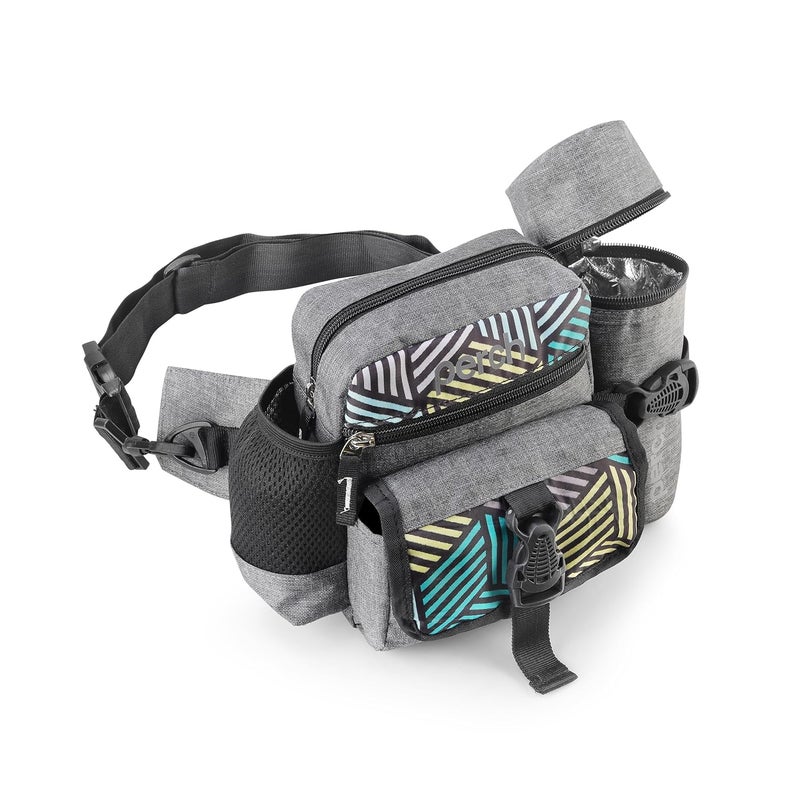 perch حقيبة خصر مع حامل زجاجة معزول (ساخن وبارد) قابل للفصل - حقيبة سفر متعددة الاستخدامات للرجال - مثالية للمشي لمسافات طويلة، والتجوال، والتخييم - مقاومة للماء (رمادي) - Image 1