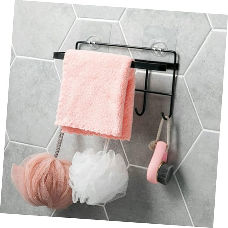 Punch Design Bathroom Towel Rack Door Hanger Organizer Storage Rack Sturdy Black - Image 3