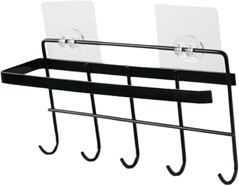 Punch Design Bathroom Towel Rack Door Hanger Organizer Storage Rack Sturdy Black - Image 1