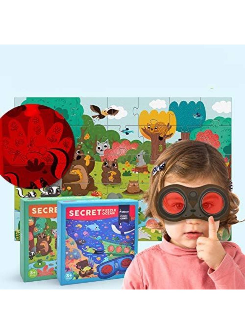 MiDeer Secret Puzzle – Forest Theme Jigsaw Puzzle for Kids – 35 Large Pieces with Magic Red Glasses – Educational Puzzle for Observation & Logic – Ages 3+ - Image 2