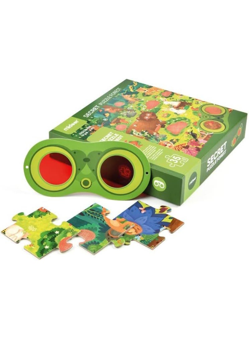 MiDeer Secret Puzzle – Forest Theme Jigsaw Puzzle for Kids – 35 Large Pieces with Magic Red Glasses – Educational Puzzle for Observation & Logic – Ages 3+ - Image 3