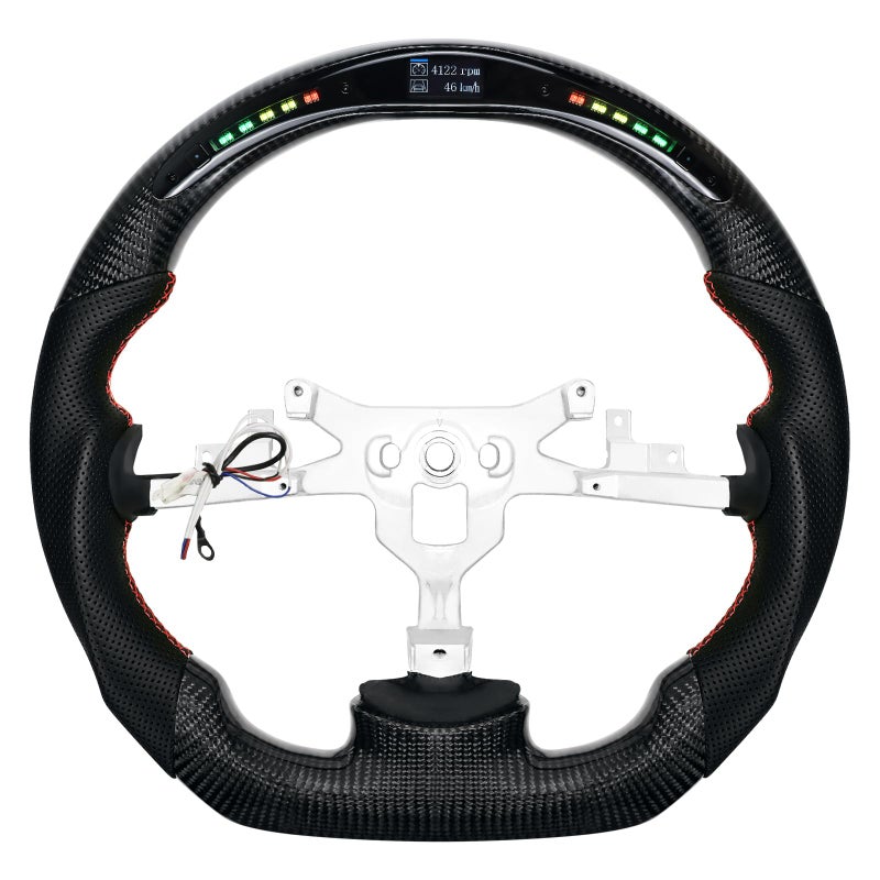 LOSCHEN Carbon Fiber Steering Wheel Dshaped Flatbottom Perforated Leather LED Display Shift Indicator Steering Wheel for Chevrolet Corvette C6 20062013 ZR1 Z06