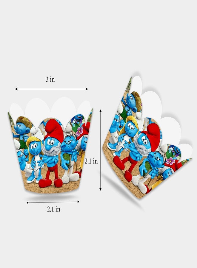 Seyal Smuf Themed Cupcake Wrappers, Birthday Party Cake Dessert Decorations - Image 2