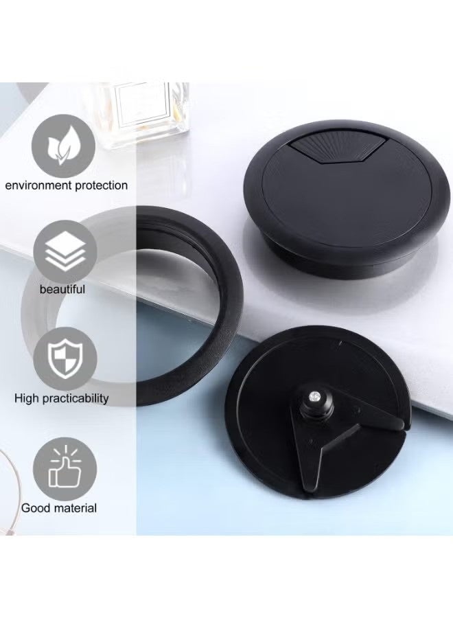 4 Pcs Desk Grommet 80mm Desk Cable Hole Black Plastic Worktop Cable Tidy Hole for Office Computer Desk Wires - Image 3