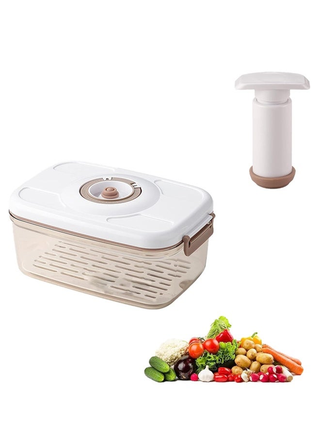 هومستر حاويات ختم الفراغ 1.2L ، تخزين الأغذية المثبتة الهواء مع المضخة والمصفية. مقاومة للتسرب ، خالية من BPA لإعداد الوجبات ، والبقايا ، التبحير - الحفاظ على الطازجة لفترة أطول - Image 1