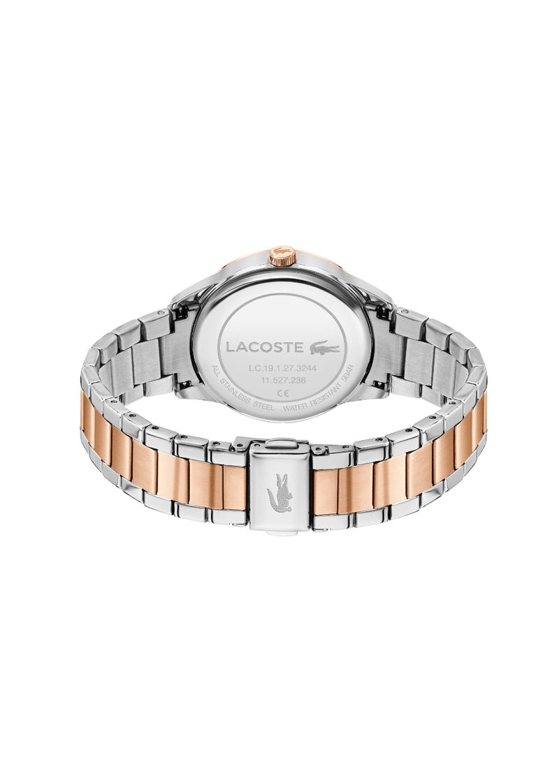 LACOSTE ساعة لاكوست ثلاثية اليدين للنساء مع سوار من الفولاذ المقاوم للصدأ بلون الذهب الوردي - 2001445 - Image 1