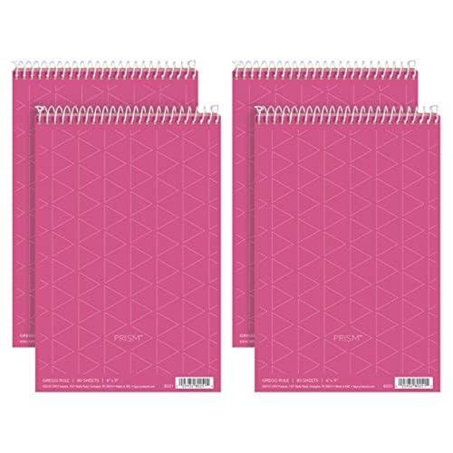 TOPS Prism Steno Notebook, Pink Paper, Spiral, Small Size, 80 Sheets, 4 Pack, 6" x 9" Notepad for Writing - Image 1