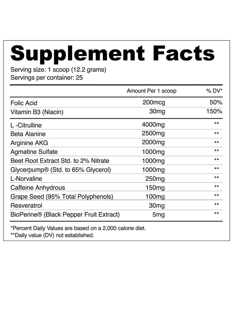 RawKem - RawKem VasoKem - Muscle Pumps  Vasodilation Powerhouse – Nitric Oxide , pump preworkout -Muscle Growth, Enhanced Blood Flow, Energy Boost - 10 Ingrediens, citrulline, arginine 25 servings, 305 g - Image 1