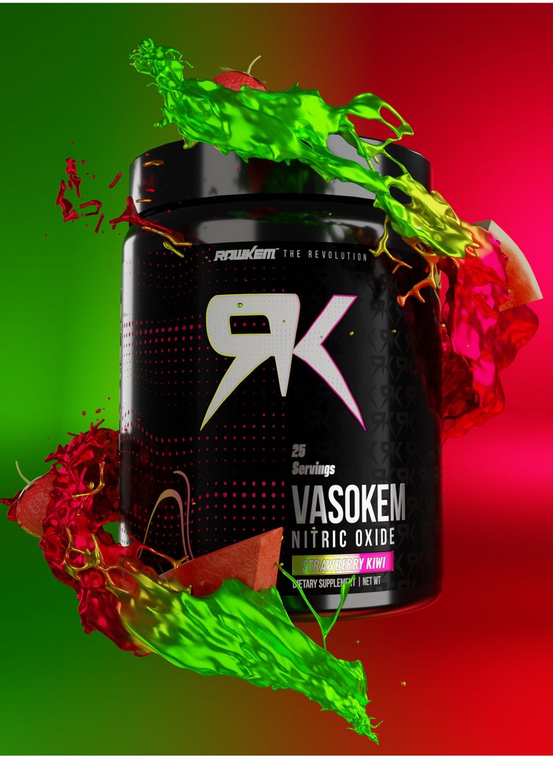 RawKem - RawKem VasoKem - Muscle Pumps  Vasodilation Powerhouse – Nitric Oxide , pump preworkout -Muscle Growth, Enhanced Blood Flow, Energy Boost - 10 Ingrediens, citrulline, arginine 25 servings, 305 g - Image 1