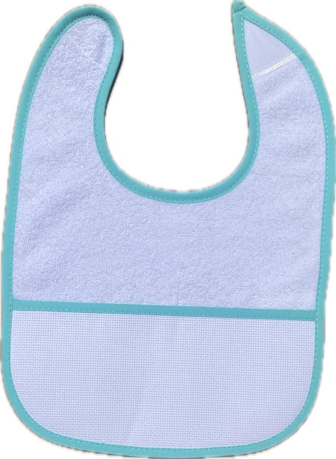 Max Stitch 5pcs aqua color edged blank cotton 16count aida fabric pocketed, towel fabric bib to do cross stitch - Image 1