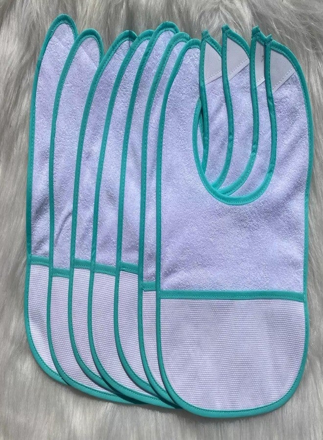 Max Stitch 5pcs aqua color edged blank cotton 16count aida fabric pocketed, towel fabric bib to do cross stitch - Image 2