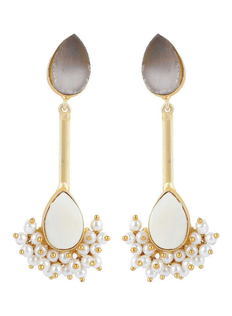 ISHIN Gold-Toned Contemporary Drop Earrings