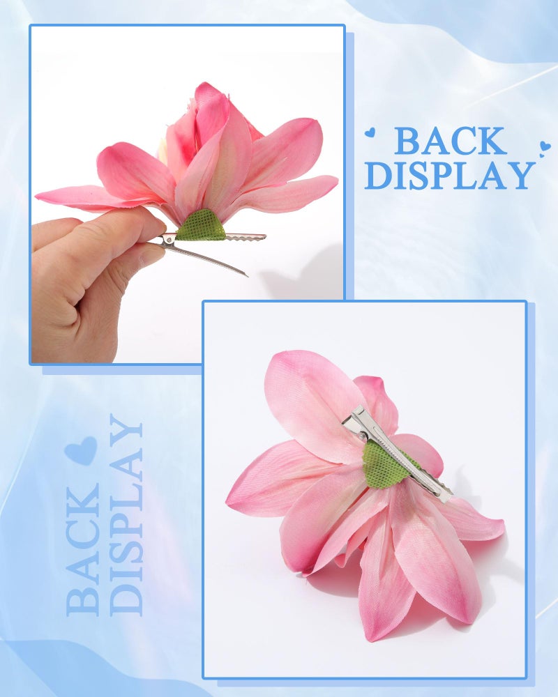 WELROG 3 Pieces Hawaiian Flower Hair Clips for Women - Artificial Tropical Flower Hair Pin Orchid Beach Party Wedding - Image 5