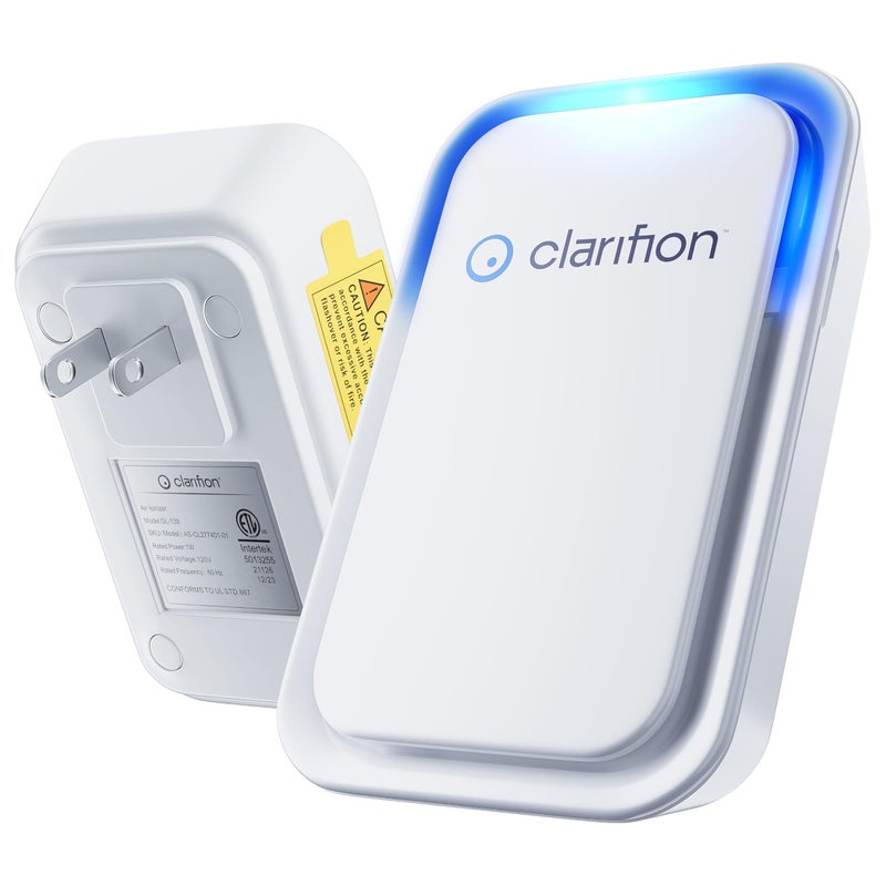 Clarifion كلاريفيون - أجهزة أيونات الهواء للمنزل (1 عبوة)، نظام ترشيح الأيونات السلبية، معطر هواء هادئ لغرفة النوم، المكتب، المطبخ، فلتر هواء محمول لإزالة الروائح، الدخان، الغبار، الحيوانات الأليفة، جهاز تنقية الهواء الصغير - Image 3