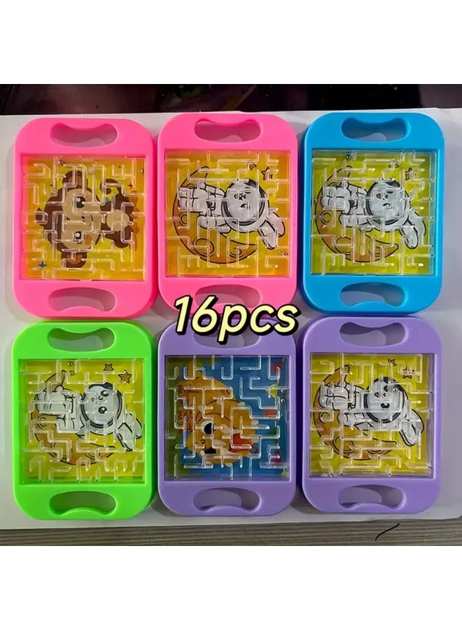 16 Pcs Cartoon Maze Toy Educational Handheld Rolling Ball Puzzle Game Party Gift - Image 1