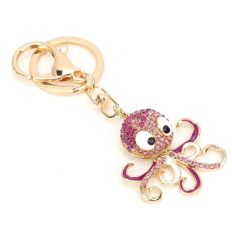 Octopus Shaped Rhinestone Key Ring Keychain Pendant Bag Decoration Birthday Gift - Image 2