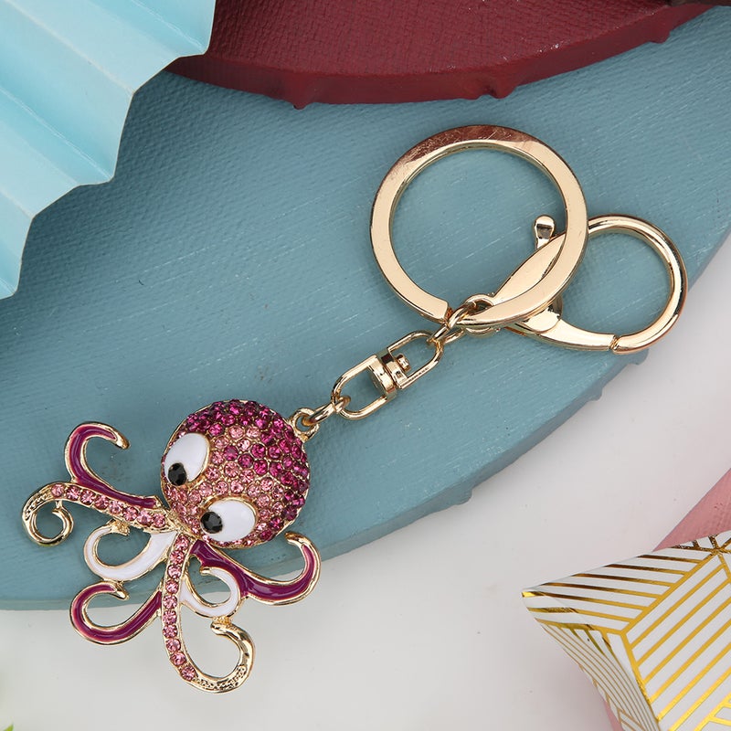 Octopus Shaped Rhinestone Key Ring Keychain Pendant Bag Decoration Birthday Gift - Image 4