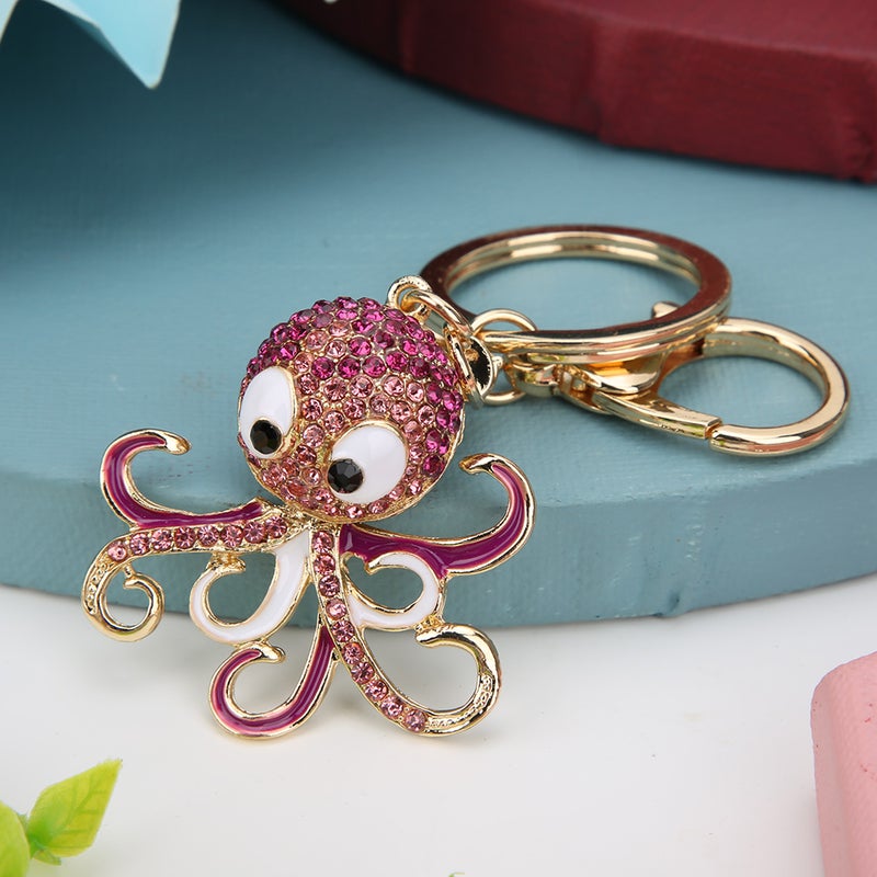 Octopus Shaped Rhinestone Key Ring Keychain Pendant Bag Decoration Birthday Gift - Image 5