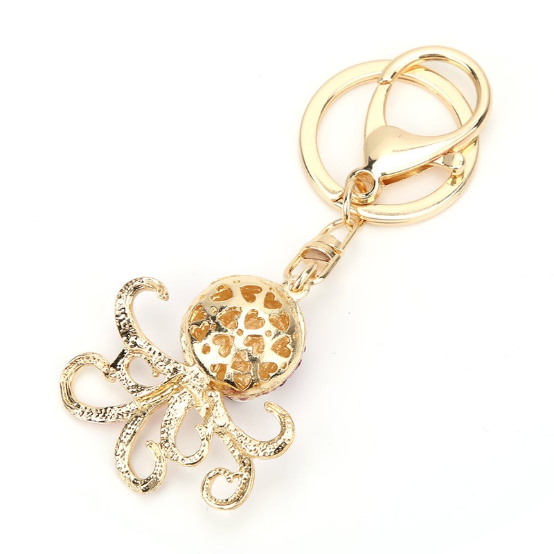 Octopus Shaped Rhinestone Key Ring Keychain Pendant Bag Decoration Birthday Gift - Image 3