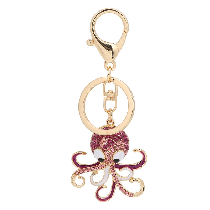 Octopus Shaped Rhinestone Key Ring Keychain Pendant Bag Decoration Birthday Gift - Image 1