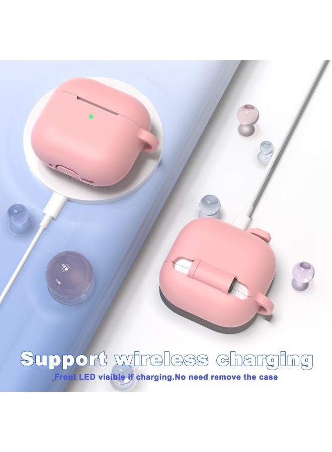 Suitable For Airpods 4 Protective Case （2024） With Cleaning Kit, Soft Silicone Protective Case Suitable For Airpods 4th Generation Women'S And Men'S Protective Cases, With Keychain，Pink - Image 5