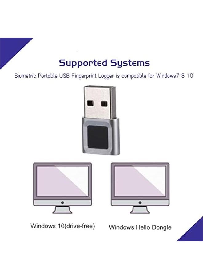 Generic - USB Fingerprint Reader Mini Fingerprint Scanner PC Dongle Windows Hello Fingerprint Reader for PC Laptop 360 Degree Touch Speedy Matching Biometric Portable USB Fingerprint Logger for Windows 10/11 - Image 1