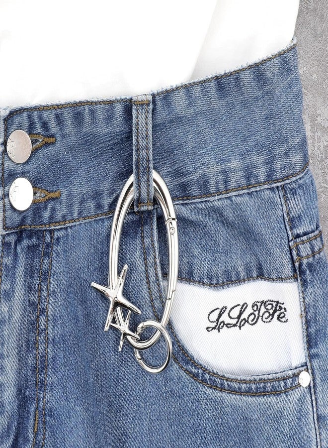 Achouray 2Pcs Star Carabiner Keychain Shiny Chrome, Cool Carabiner, Cute Carabiner Star Moon Keychain for Purse Handbag Backpack Bag Charms - Image 5