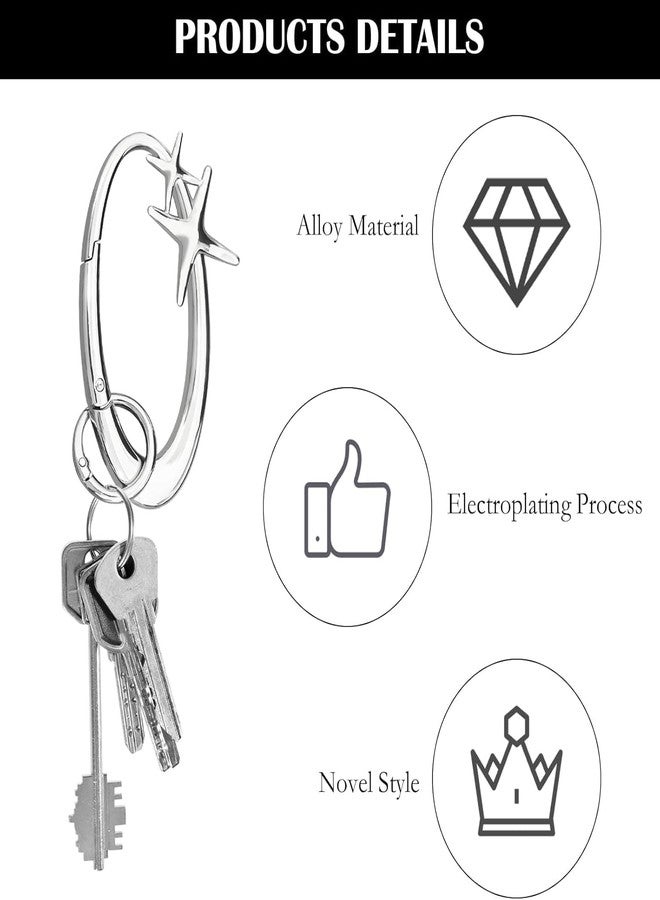 Achouray 2Pcs Star Carabiner Keychain Shiny Chrome, Cool Carabiner, Cute Carabiner Star Moon Keychain for Purse Handbag Backpack Bag Charms - Image 4