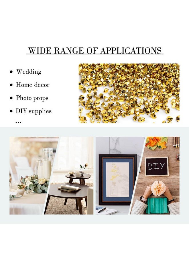 DomeStar DOMESTAR 5000PCS Gold Fake Ice Rocks, 1LB Acrylic Crushed Ice Rocks Mini Fake Diamonds for DIY Craft Wedding Vase Fillers 0.2" x 0.28"  - Image 4