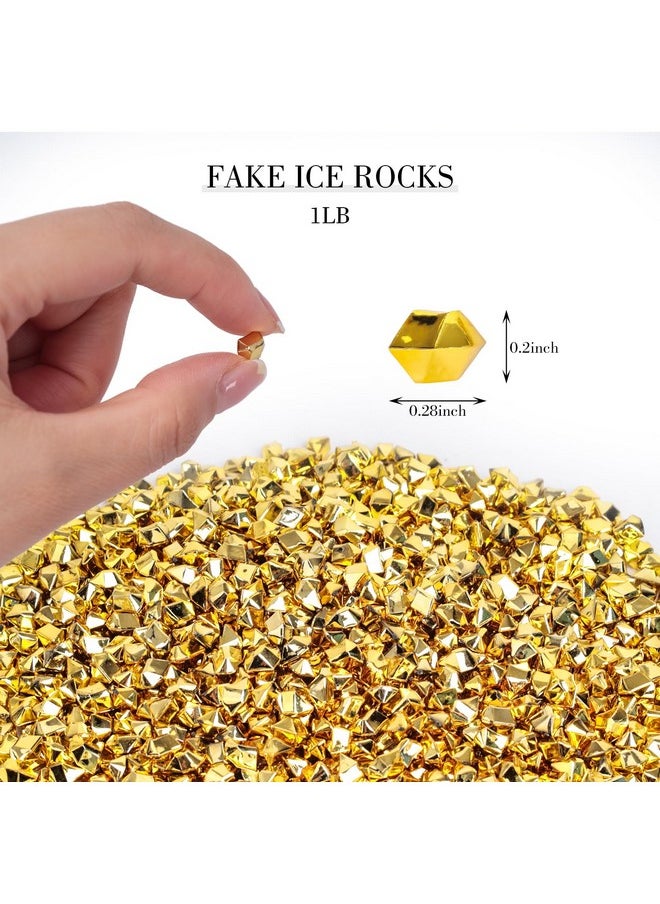 DomeStar DOMESTAR 5000PCS Gold Fake Ice Rocks, 1LB Acrylic Crushed Ice Rocks Mini Fake Diamonds for DIY Craft Wedding Vase Fillers 0.2" x 0.28"  - Image 2