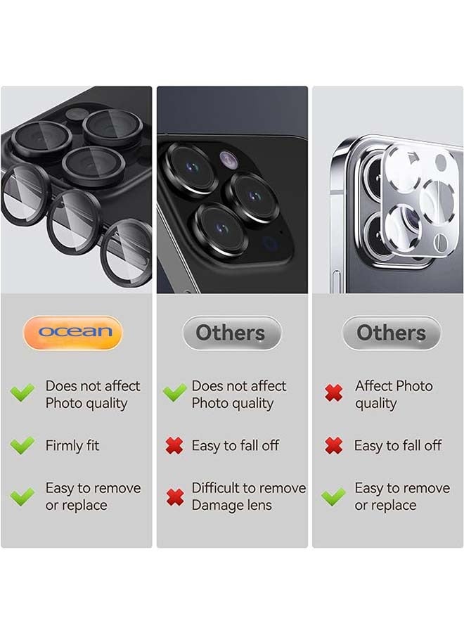 جي أس مجموعة من 3 متوافق مع آي فون 15 حامي عدسة الكاميرا 9H غطاء زجاجي مقنن، الحماية من السقوط، مقاومة الخدوش، وضع التصوير الليلي - Image 2