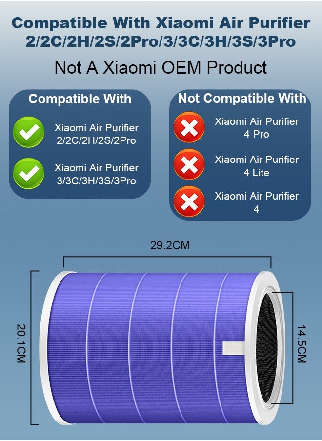 PINREK - Anti-Formaldehyde True HEPA Replacement Filter Compatible with Xiaomi Mi 2/2S/3C/2H/Pro/3H Xiaomi Air Purifier, 3-in-1 H11 True HEPA Filter and Activated Carbon Air Filter - 1 Pack - Image 1