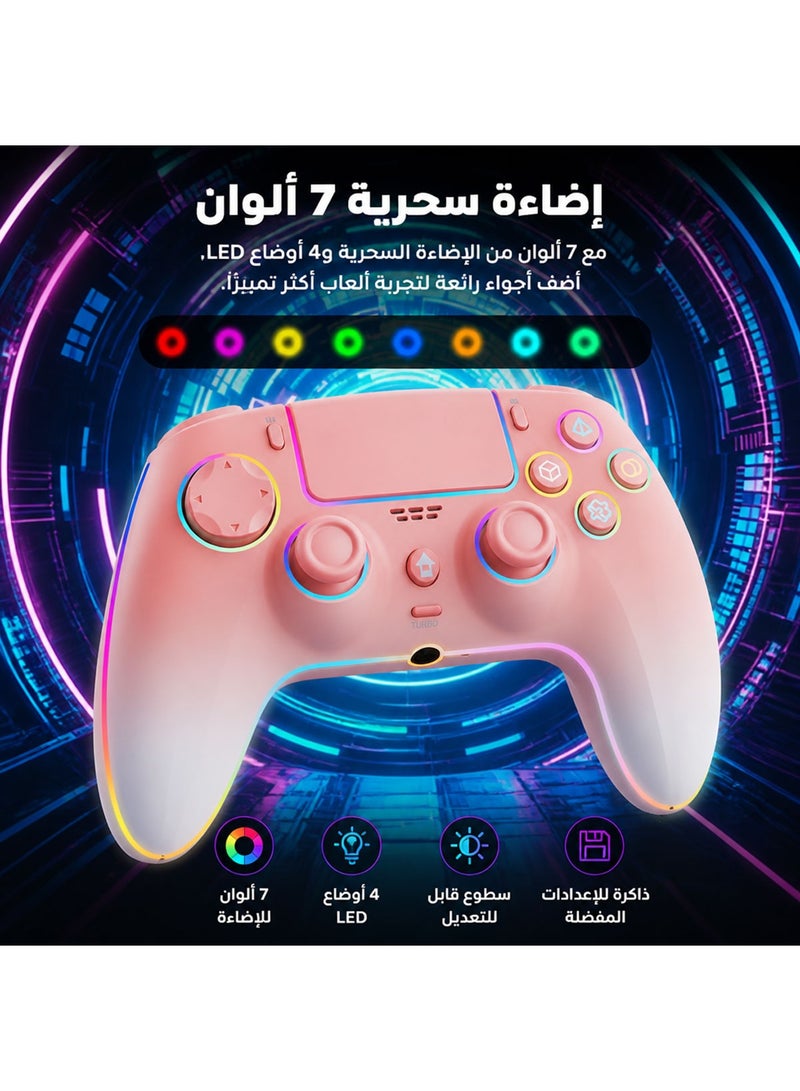 Wireless Hall‑Effect Controller for PS5, PC, Mac, Steam Deck, Hall‑Effect Joystick & Trigger, 7 Variable RGB Color, 1500 mAh Battery, 6‑Axis Gyroscope, Turbo, Programmable, Dual Vibration - Image 2