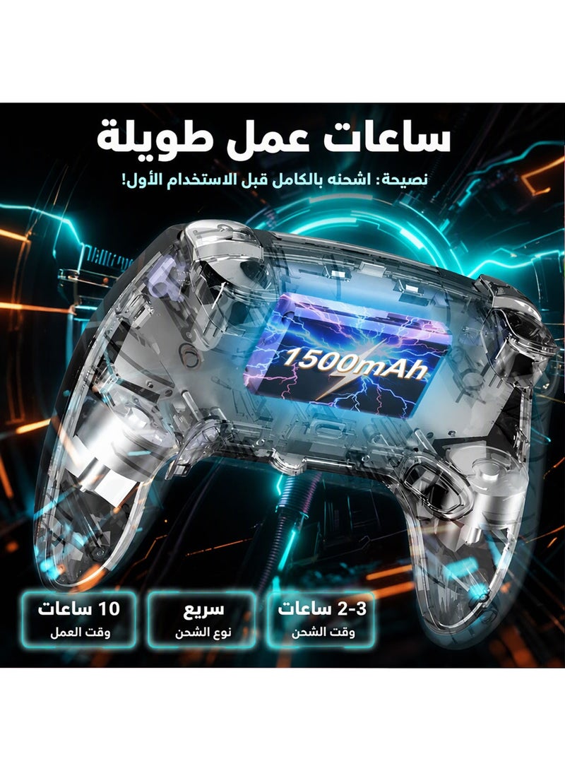 Wireless Hall‑Effect Controller for PS5, PC, Mac, Steam Deck, Hall‑Effect Joystick & Trigger, 7 Variable RGB Color, 1500 mAh Battery, 6‑Axis Gyroscope, Turbo, Programmable, Dual Vibration - Image 4