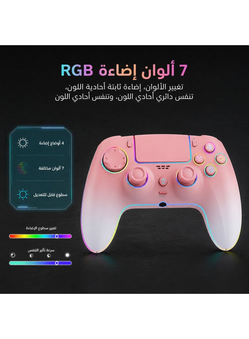Wireless Hall‑Effect Controller for PS5, PC, Mac, Steam Deck, Hall‑Effect Joystick & Trigger, 7 Variable RGB Color, 1500 mAh Battery, 6‑Axis Gyroscope, Turbo, Programmable, Dual Vibration - Image 5