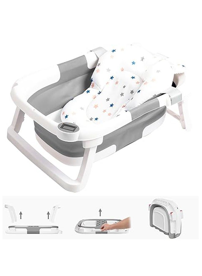 LO.BABY.VE Baby Bathtub,Baby Bath Tub with Soft Cushion & Thermometer,Baby Bathtub Newborn to Toddler 0-36 Months,Portable Travel Baby Tub - Image 1