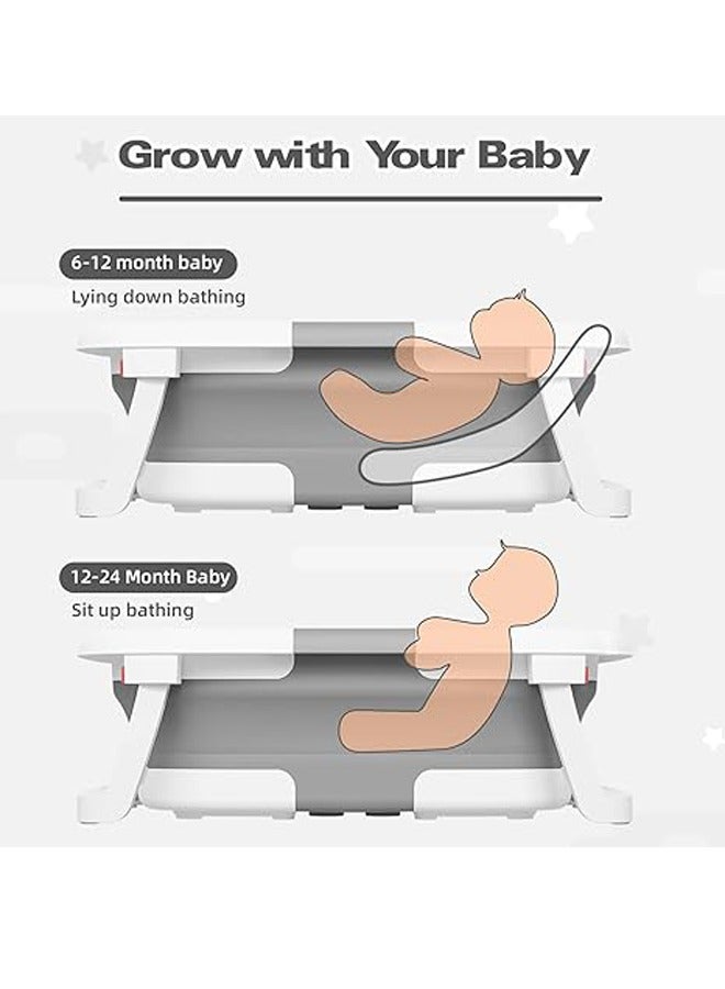 LO.BABY.VE Baby Bathtub,Baby Bath Tub with Soft Cushion & Thermometer,Baby Bathtub Newborn to Toddler 0-36 Months,Portable Travel Baby Tub - Image 2