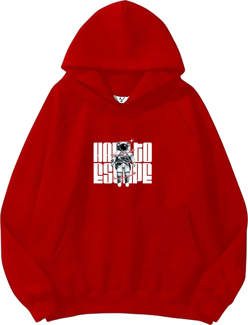 DogFish Women, Men's Sweatshirt Oversize Hard To Escape Printed Thick Red Lover Sweatshirt