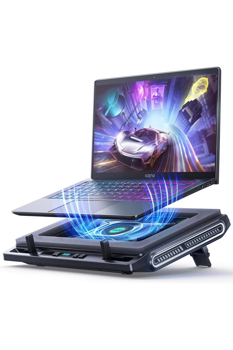 llano V10 SE Gaming Laptop Cooler Cooling Pad Stand with 10.5 CM External Cooling Fan Fast Cooling Computer Laptop 13-17.3in Adjustable Speed Control A Mouse Pad Included Non-RGB & Ports - Image 1