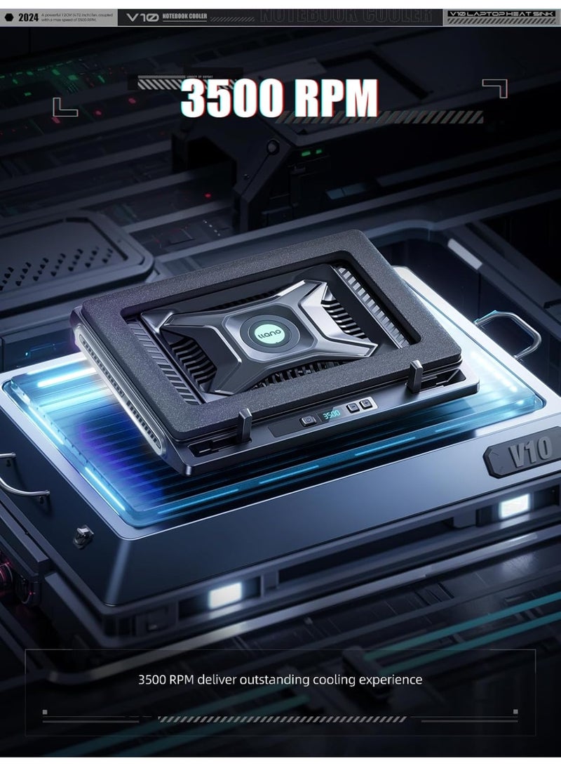 llano V10 SE Gaming Laptop Cooler Cooling Pad Stand with 10.5 CM External Cooling Fan Fast Cooling Computer Laptop 13-17.3in Adjustable Speed Control A Mouse Pad Included Non-RGB & Ports - Image 4