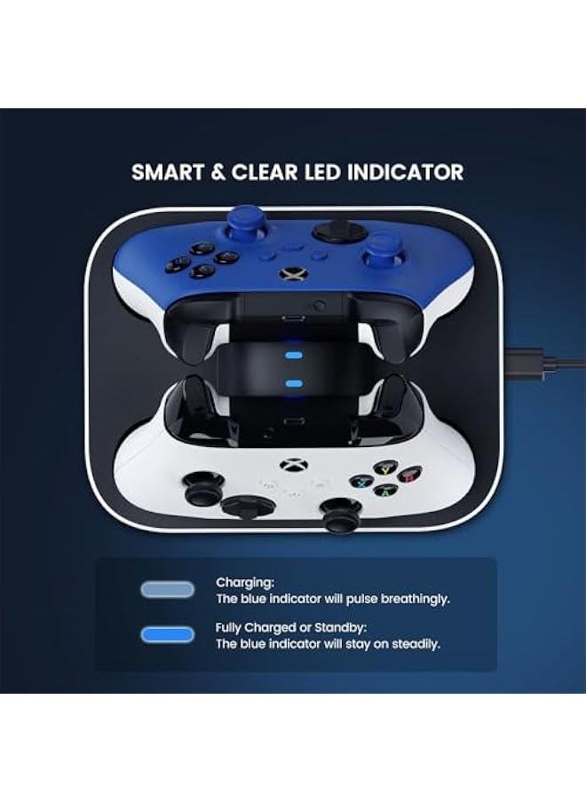 Generic - Controller Charger Station for Xbox One/Xbox Series X|S Controller, Fast Dual Chaging Docks for Xbox One X|S with 2x1100mAh Rechargeable Lithium Battery,LED Indicator - Image 1