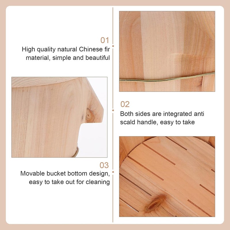Japanese Rice Cooker Handmade Rice Steamer Bucket 21cm Wood Cooking Steamer Bamboo Steamer with Lid Rice Cooker Natural Wood Kitchenware for Asian Food Cereal Containers - Image 3