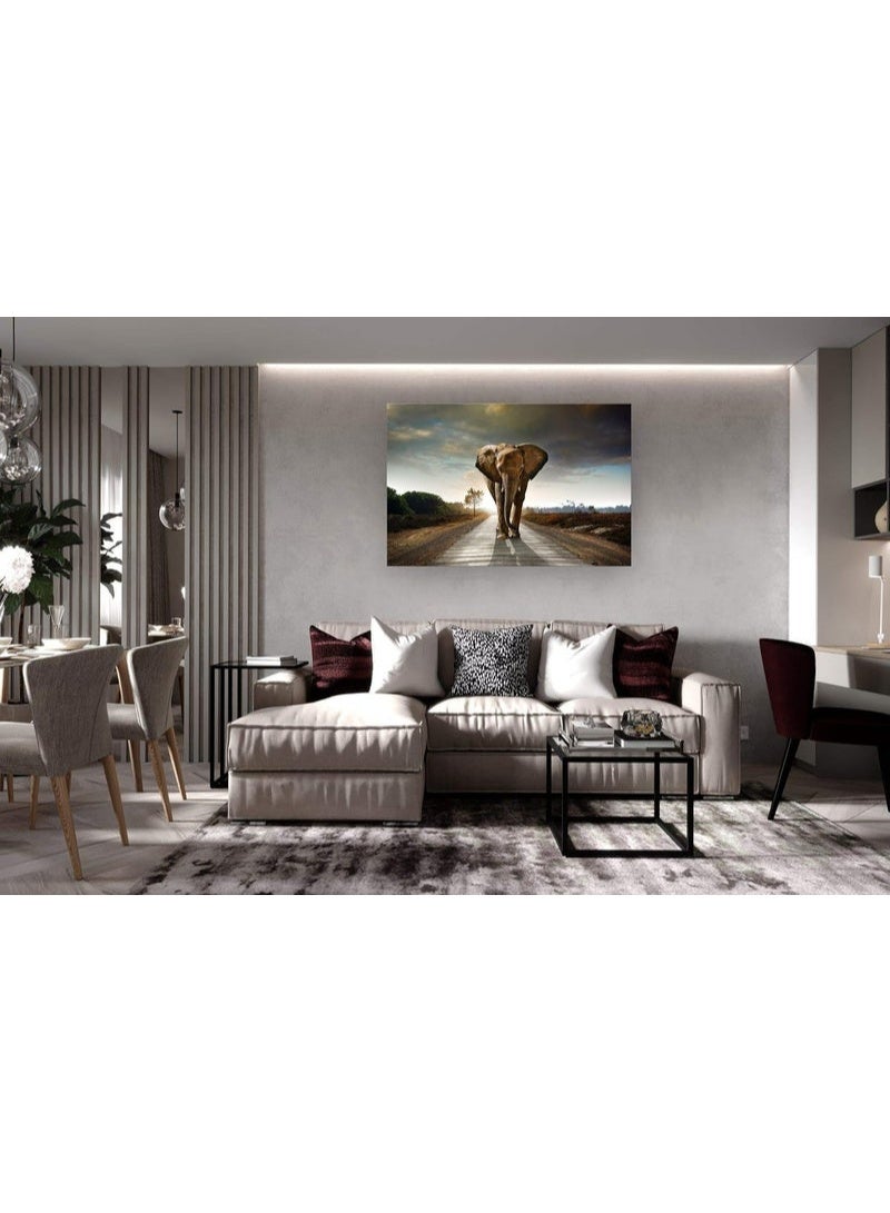 Muolunna Elephant Canvas Prints Wall Art 70x140 cm Wrap Framed Wall Painting for Living Room Bedroom Office, Modern Animal Artwork Home Decor, Large Decorative Canvas Wall Art - Image 4