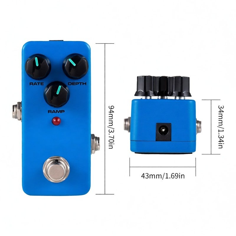 KOKKO Vibrato Electric Guitar Effect Pedal: Blue Full Metal Shell, 3 Functional Knobs, True Bypass - Compact Durable Design for Electric Guitar Players - Image 4
