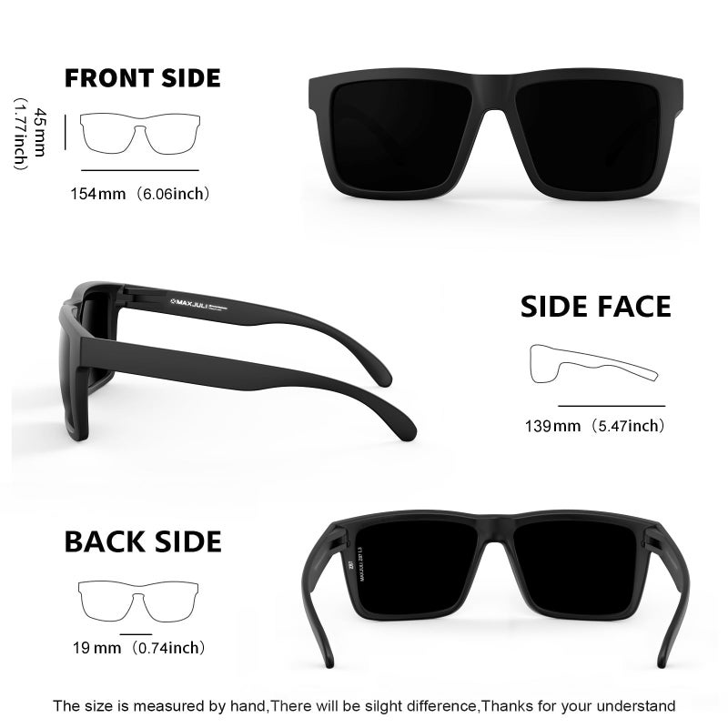 MAXJULI XXL Size Double Extra Large Z87 Sunglasses for Big Wide Heads Men TR90 Ultralight UV400 Protection Glasses 8228 (Matte Black Frame/Extra Dark Lens Polarized) - Image 4