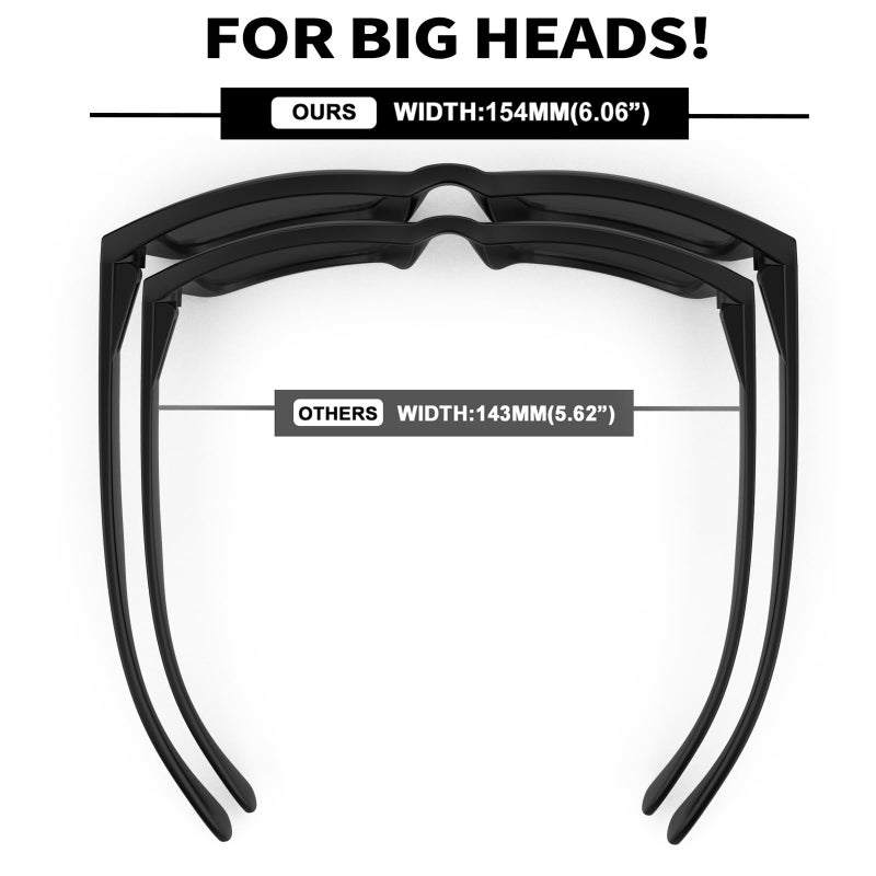 MAXJULI XXL Size Double Extra Large Z87 Sunglasses for Big Wide Heads Men TR90 Ultralight UV400 Protection Glasses 8228 (Matte Black Frame/Extra Dark Lens Polarized) - Image 3