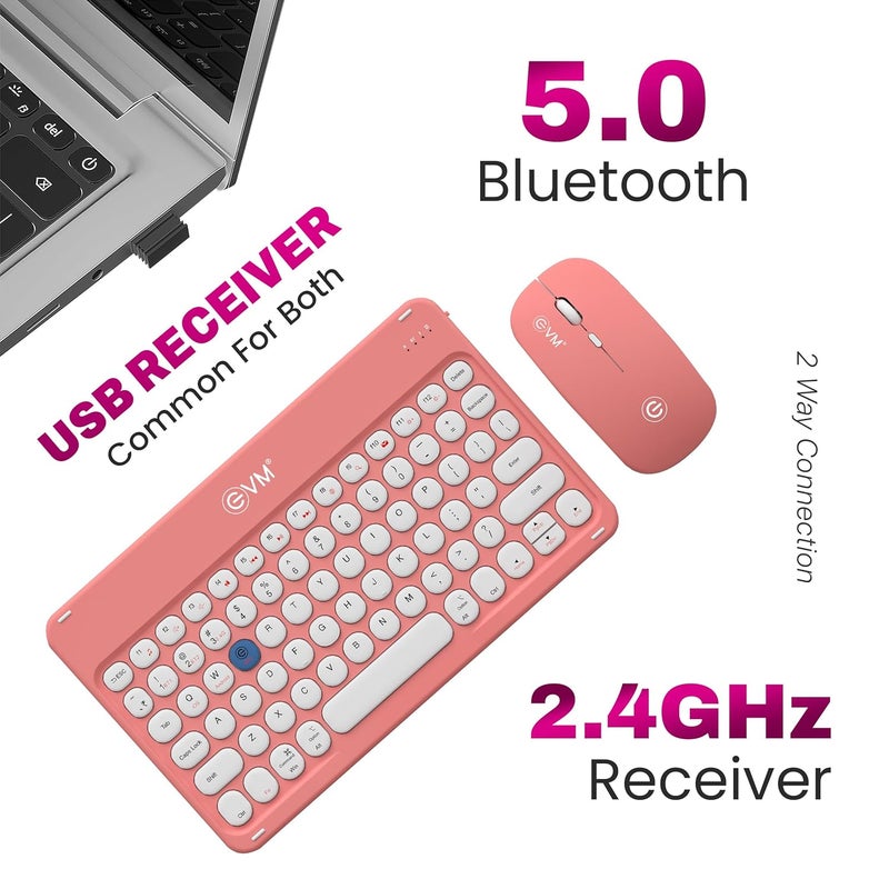 EVM مجموعة لوحة المفاتيح والفأرة اللاسلكية EnArc، بطارية قابلة للشحن، بلوتوث 5.0 + 2.4G، نحيفة ومحمولة، نقرة صامتة، ضمان سنة واحدة (WLKM&EWLM-360) - Image 5