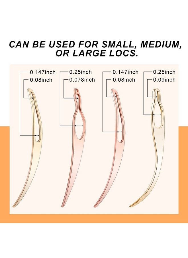 WILLBOND - 4 Pieces Sisterlock Retighten Tool Dreadlock Tool For Hair Dreadlock Crochet Needle Loc Needle For Dreads Dread Crochet Needle For Hair Extensions Styling Tools Loc Maintenance (Rose Gold Gold) - Image 1