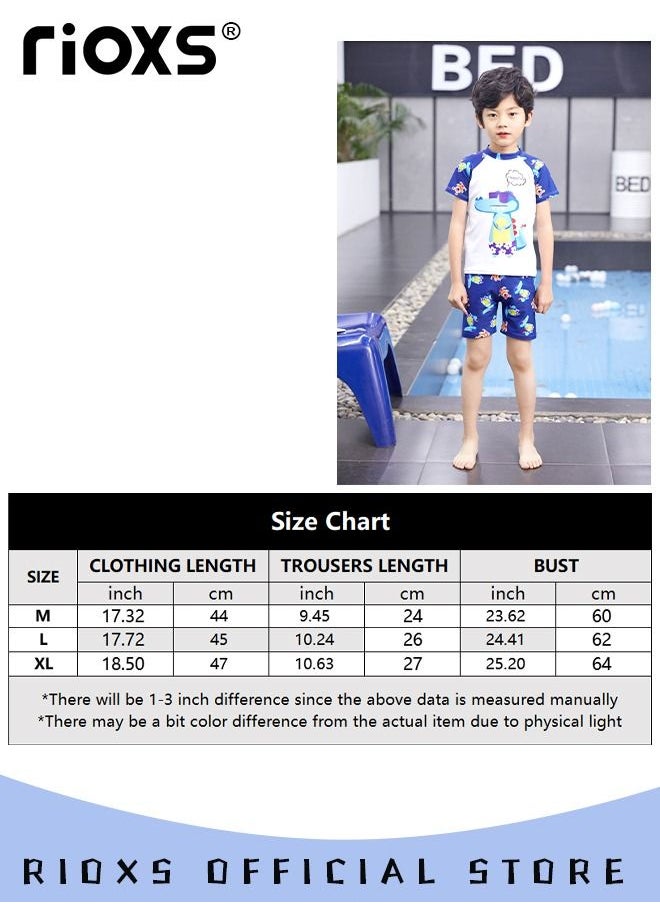 RIOXS - Toddlers Boys 2 Piece Rash Guard Swimsuits Set Swimsuit With Bathing Cap Bathing Cap And Earplug(Pack Of 4) - Image 1