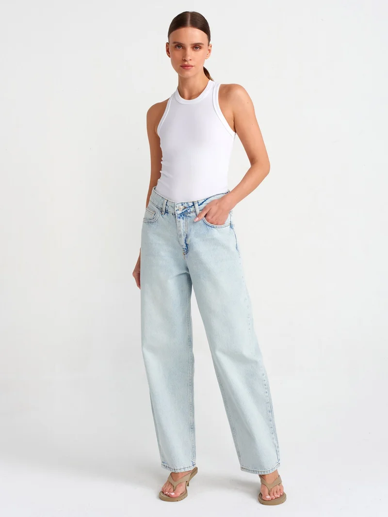 ديلفين 71445 Light Color Balloon Denim Trousers-Blue